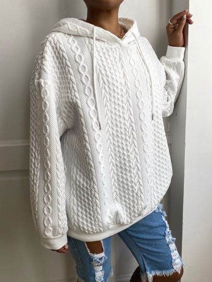 2025 Fall/Winter Hot! American Solid Color Cable Hoodie for Women, Loose Retro Top, Lazy Style, Versatile for Streetwear And Daily Wear