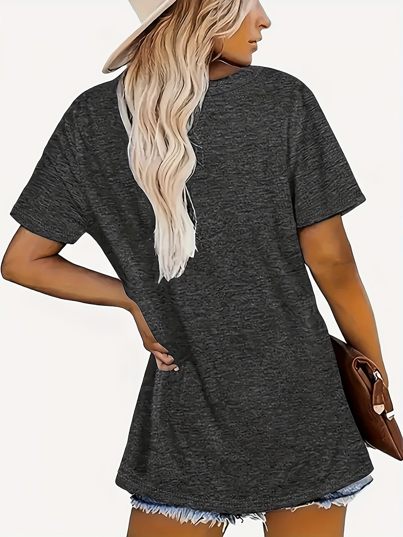 Plus Size - Plus Size - Plus Size Women'S Cute Frog Print V-Neck T-Shirt - Soft Stretchy Breathable Black Top with Green & Blue Cartoon Frog Design, Loose Fit Casual Short Sleeve Shirt for Spring Summer Casual Attire, Comfortable Plus Size Women'S Fashion