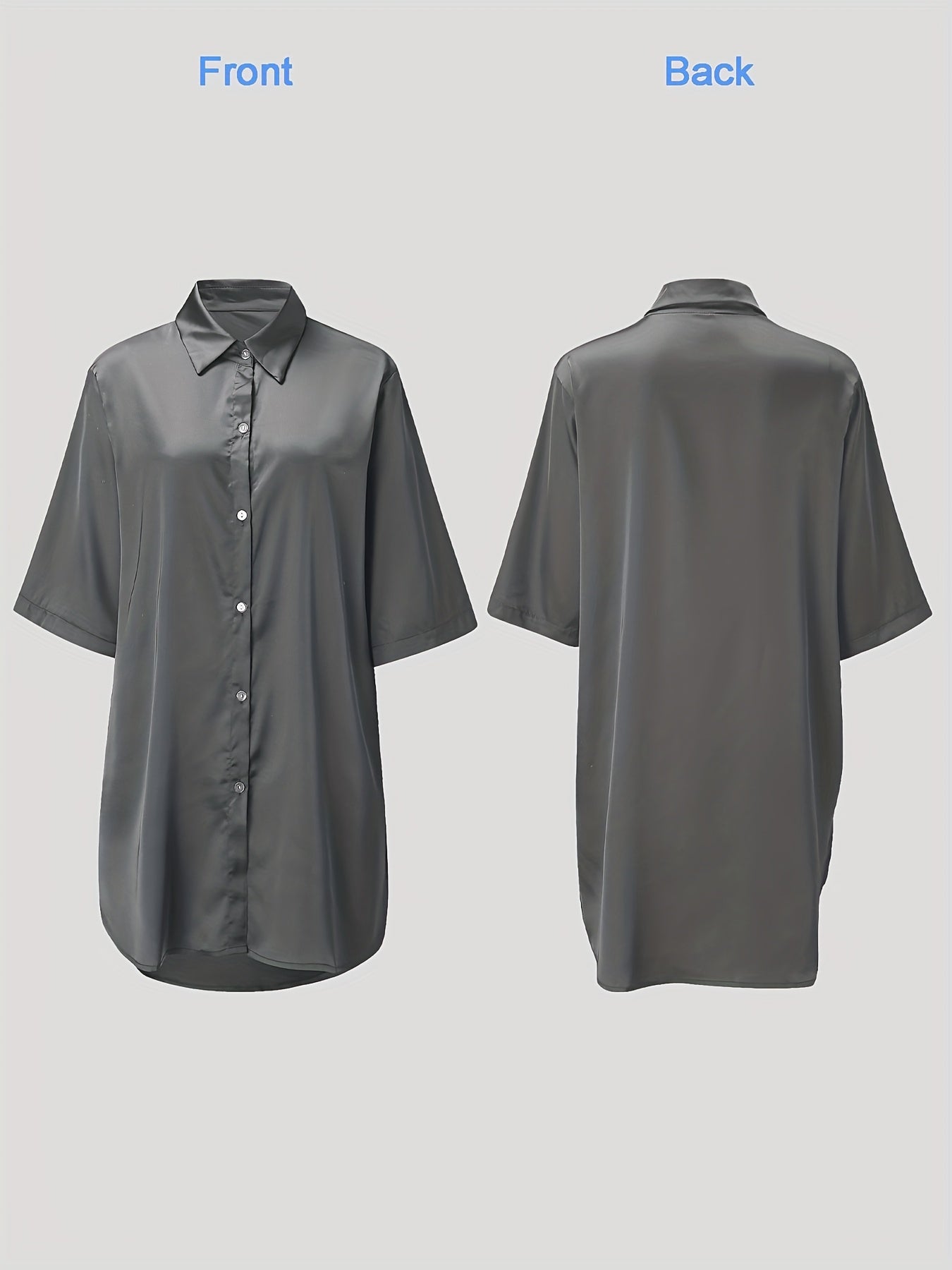 European And American Solid Color Sexy Shirt for Women Comfortable And Smooth Home Wear Long Pajamas