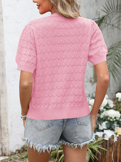 Lightweight Crocheted Short Cardigan for Women Featuring Puff Sleeves; a Breathable, Comfy, And Versatile Top Ideal for Spring And Summer