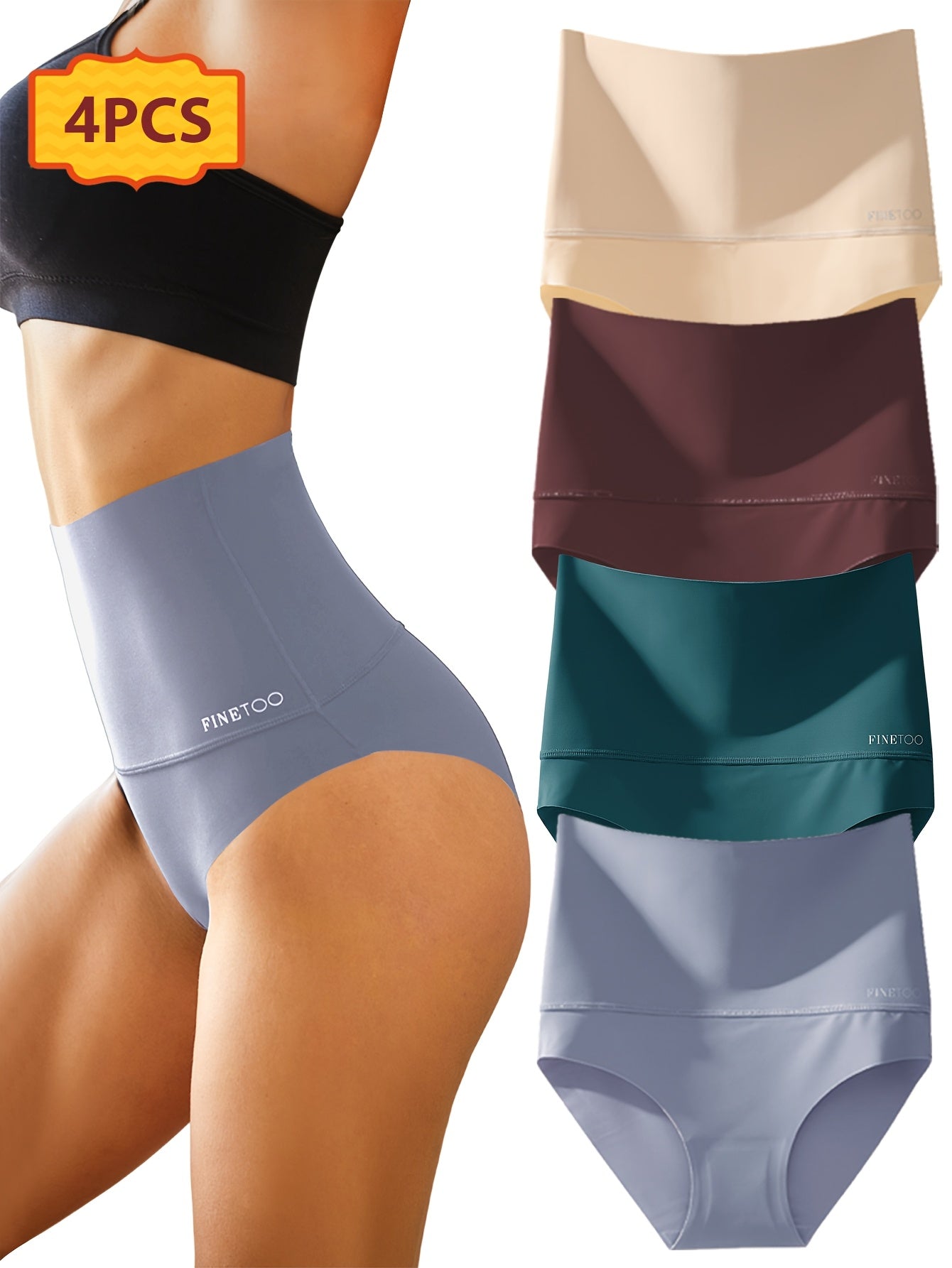 4pcs Seamless High Waisted Triangle Pants, Seamless Abdominal Underwear, Elegant, Comfortable, Skin Friendly And Breathable Underwear, Suitable For Daily Commuting, Women'S Underwear And Underwear