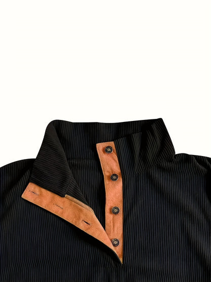 Men'S Autumn And Winter Outdoor Loose Jacket, Corduroy Casual Stand Up Collar, Long Sleeved Button Hoodie, Men'S