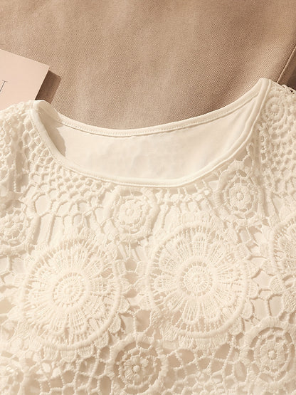 European And American Hollowed Out Round Neck Lace Camisole Vest for Women Wearing Loose And Sleeveless Tops