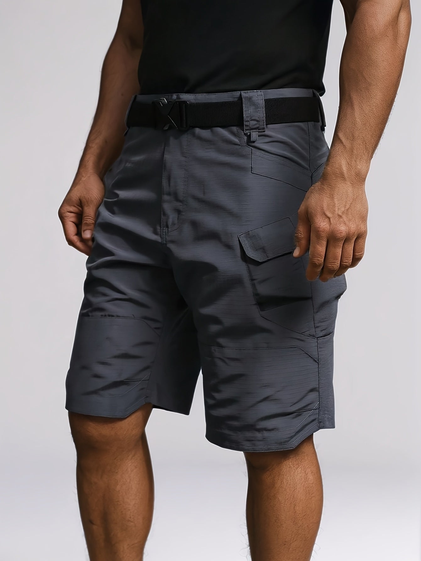 Men's Tactical Cargo Shorts - Casual Shorts - Lightweight Multi-pocket Outdoor Shorts, (Belt Included) Non-stretch Durable Fabric for Hiking, Camping, Fishing - Black Casual Style for Professionals And Outdoor Enthusiasts