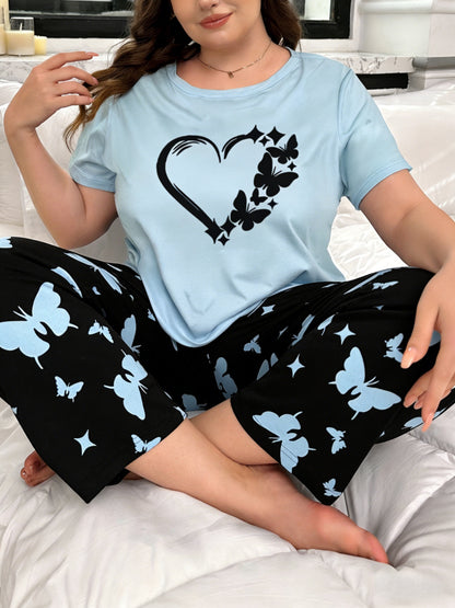 6pcs Women's Print Pajama Set: Short Sleeve Top & Elastic Waist Capri Pants - Soft Polyester Loungewear, Machine Washable Comfortable Home Wear, 3 Sets Of Pajamas