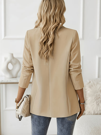 Spring And Autumn Long-Sleeved Solid Color Elegant Lapel Small Suit Jacket for Women, Suitable for Office
