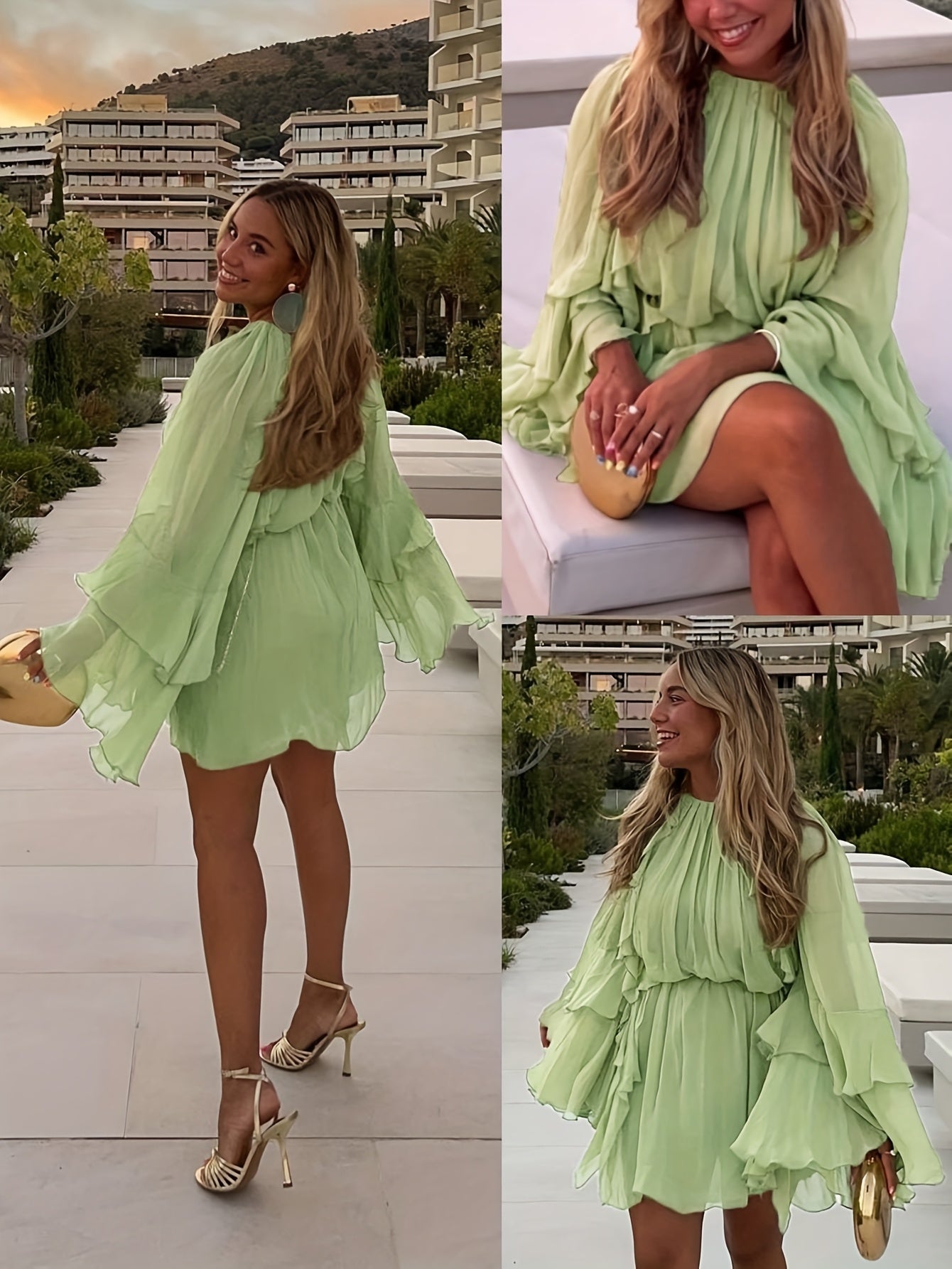 Chic Elegant Women'S Chiffon Layered Ruffle Loose Dress | Spring Summer Casual Vacation