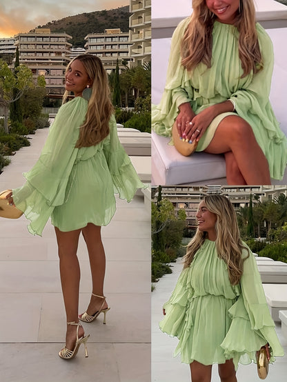 Chic Elegant Women'S Chiffon Layered Ruffle Loose Dress | Spring Summer Casual Vacation