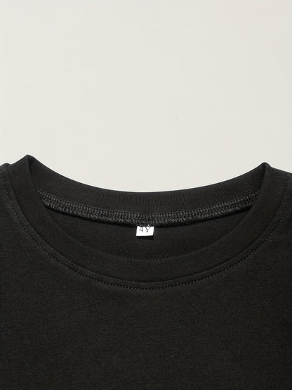Girls' Cotton T-Shirt - "In My Kindergarten Era" Letter Print, Casual Crew Neck, Short Sleeve, Fabric Top for Summer, Girls Tshirts