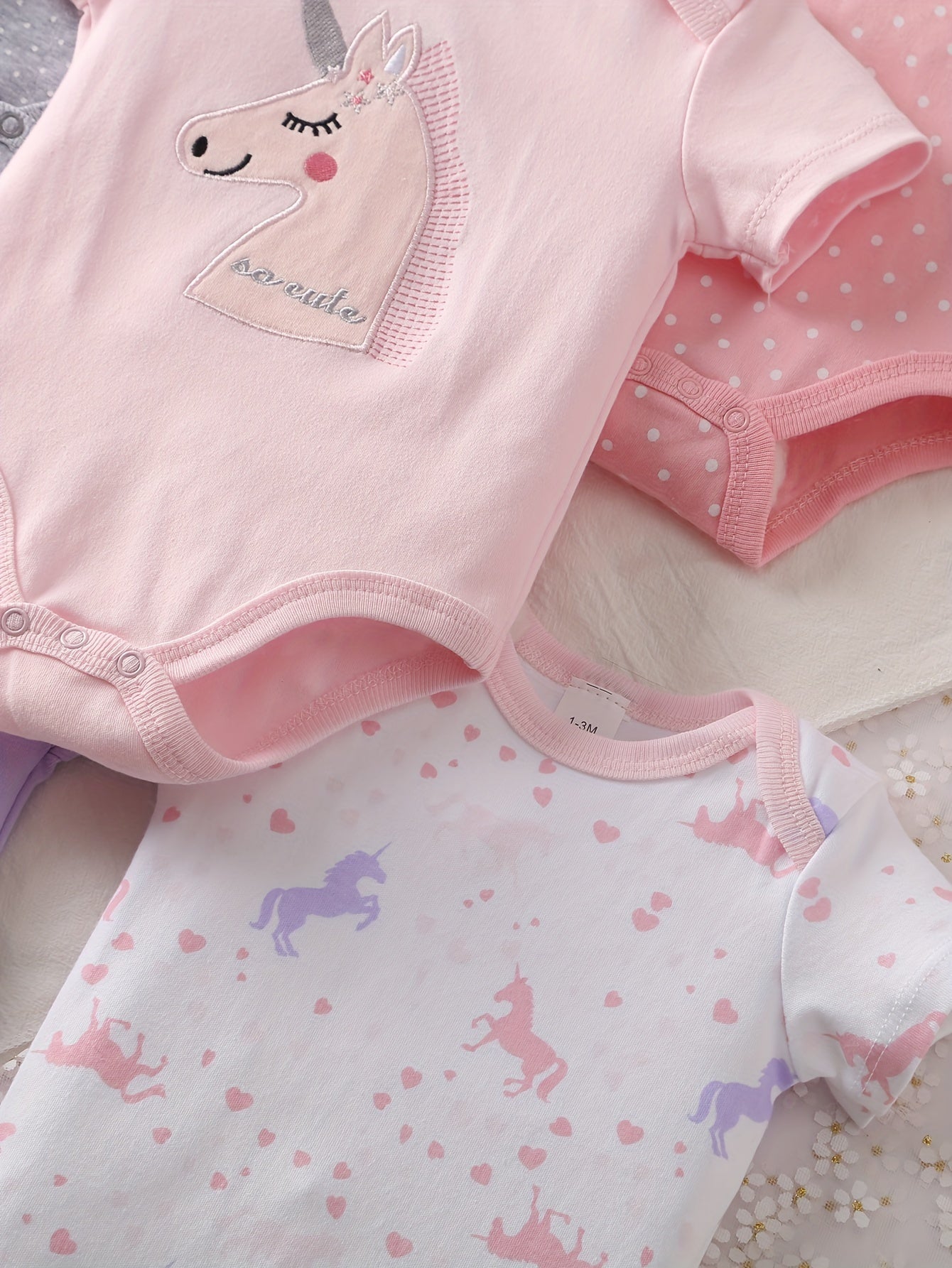 5pcs Infant's short sleeve onesie pegasus cotton for summer