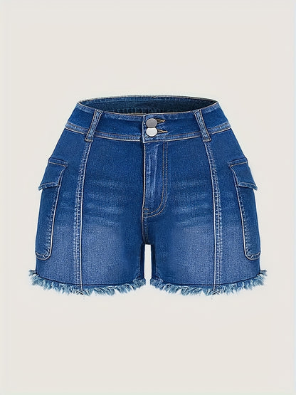 Women'S Work Shorts for Spring And Summer, New Retro Style with Large Pockets, Elastic And Slim-Fitting, High-Waisted Straight-Leg Casual Hot Pants