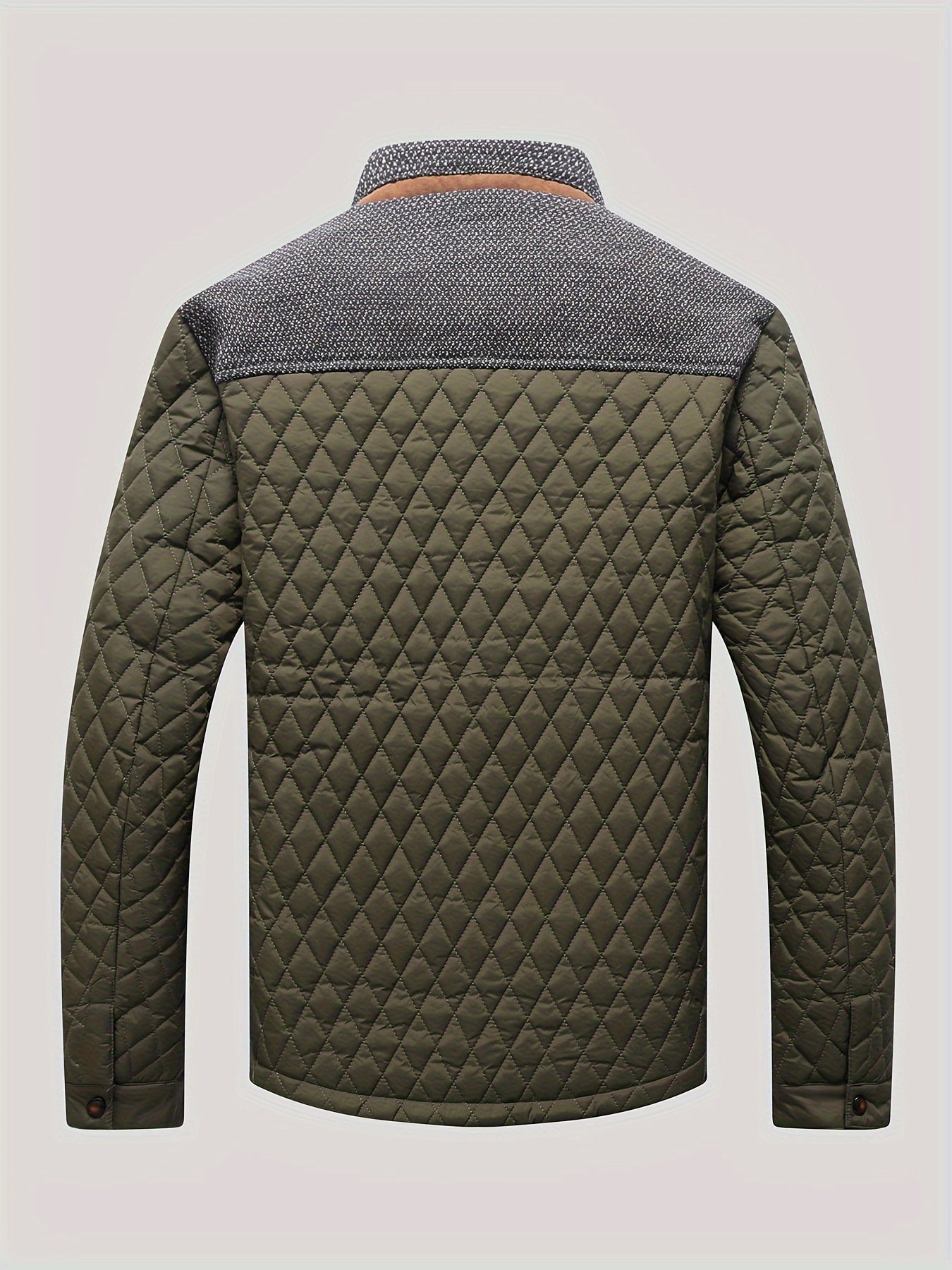 Men's Casual Stand Collar Plaid Side Seam Pocket Patchwork Jacket
