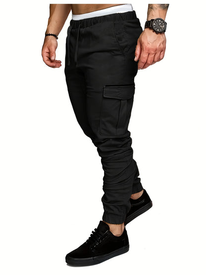 EXARUS 2 Pack Cargo Pants For Men - Relaxed Fit Twill Joggers With Elastic Waistband And Stretch Fabric - Casual Wear