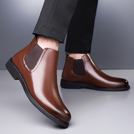 Men'S Vintage-Inspired Chelsea Boots, Slip-On Business-Casual Footwear Featuring Elasticated Cuffs. Suitable for Everyday Leisure, Outdoor Hiking And Versatile Wear Across Multiple Occasions
