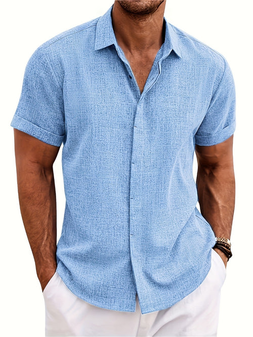 Men's Solid Color Shirt - Collared Short Sleeve 001061