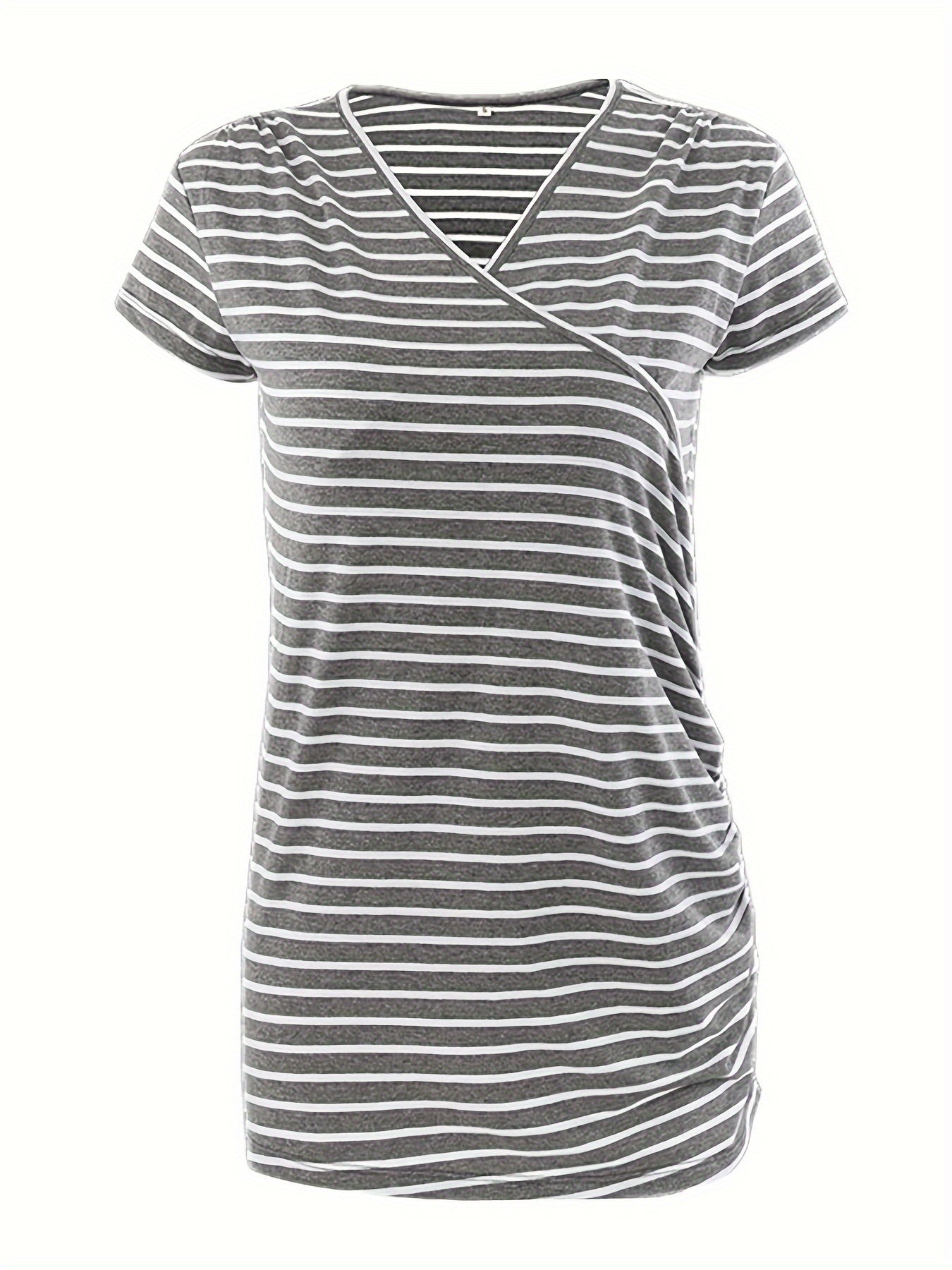 Set of 3 Women'S Short Sleeve Maternity Tops with Side Ruching for Breastfeeding
