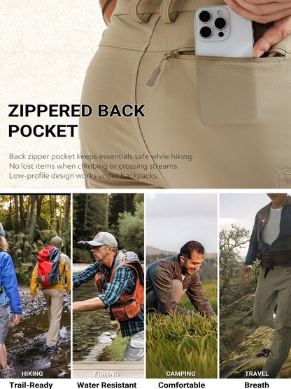 Men'S Cargo Pants Spring Hiking Trousers Quick-Dry Ripstop Stretch Fabric Breathable Moisture-Wicking Lightweight Elastic Waist And 3D-Cut 6 Pockets Outdoor Pants for Fishing Travel Camping, Work in Spring And Summer