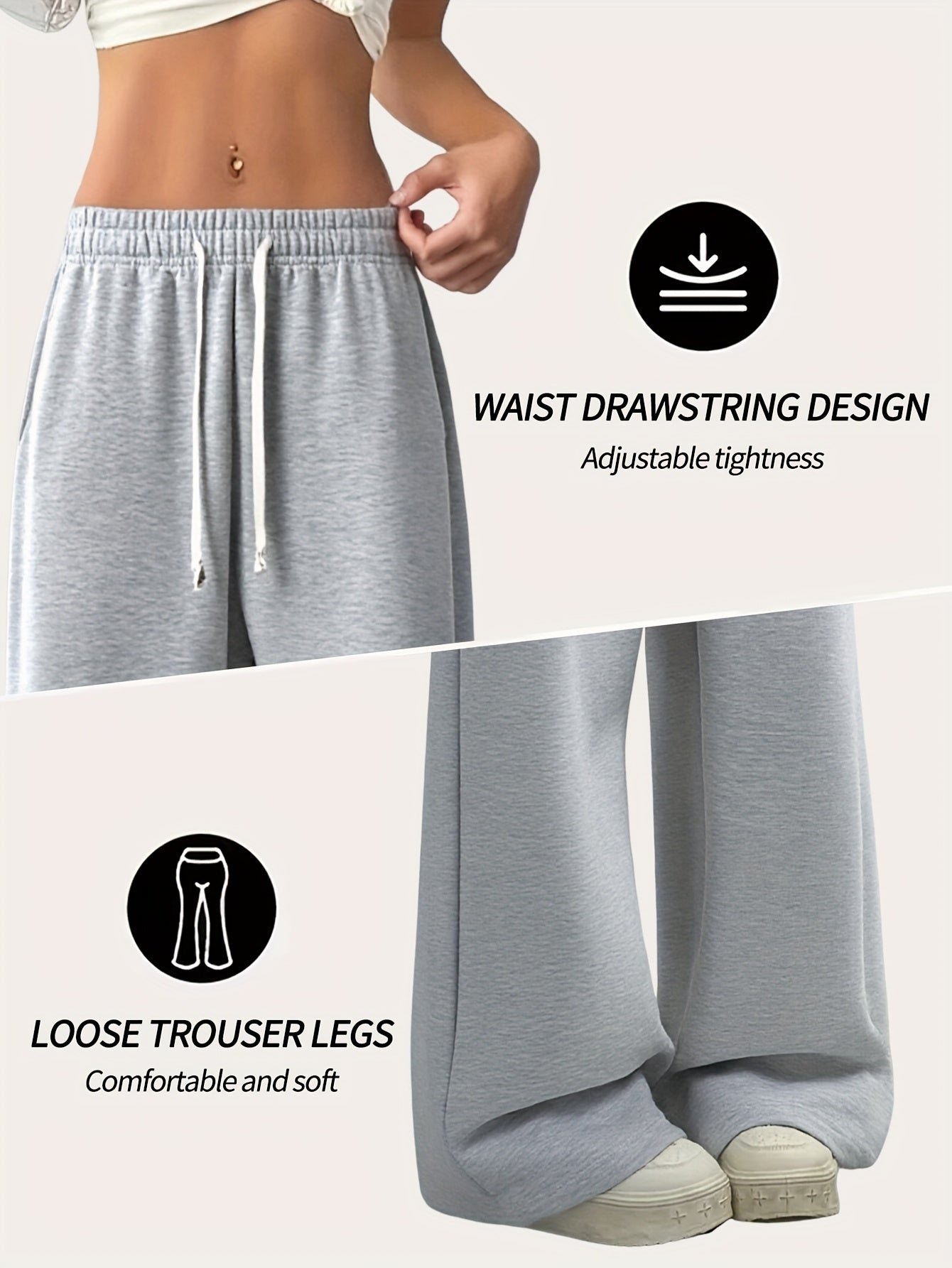 3pcs Spring And Summer Trendy Versatile Long Pants [Soft Joggers] Sizes Run Large, It Is Recommended to Choose One Size Smaller. Women's Soft Joggers - Loose Fit, Elastic Waistband with Drawstring, Double Side Pockets - Machine Washable