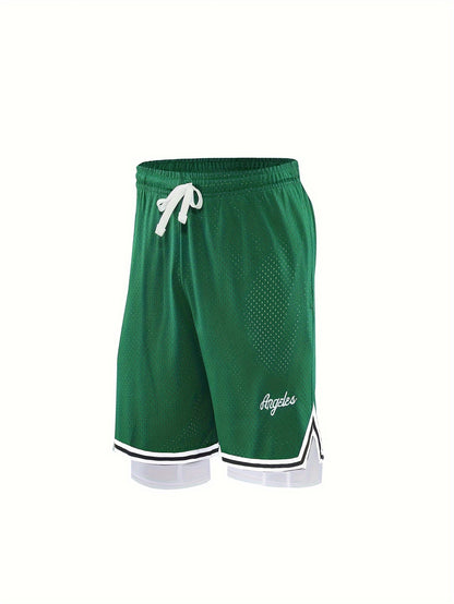 1pc Of Sports Basketball Shorts, Loose And Comfortable, Sweat Wicking And Breathable, Outdoor Running Lined with Stretch Cloth Quick-drying Training Pants
