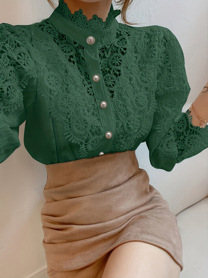 Women's Dark Green Lace Shirt - product view 9