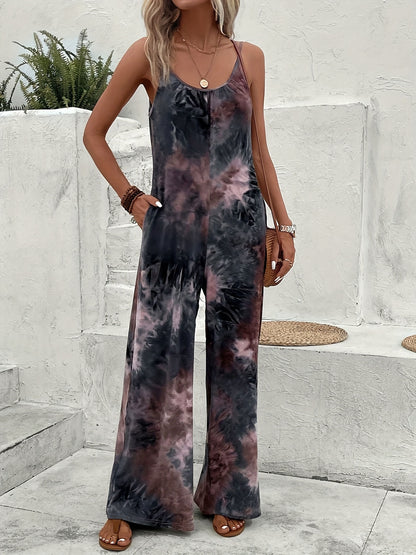 Beautiful Women'S Suspender Printed Contrast Jumpsuit