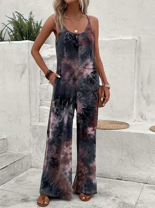 Beautiful Women'S Suspender Printed Contrast Jumpsuit
