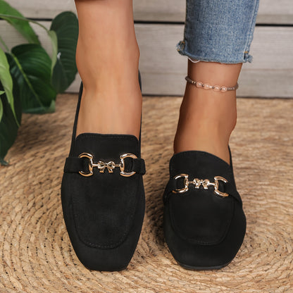 [Comfortable Lightweight Shoes] New Women's Fashionable Small Square Toe Single Shoes with Metal Butterfly Buckle Decoration, Comfortable And Lightweight, Suitable for Work, Walking, Parties, Vacations, And Home, Women Shoes