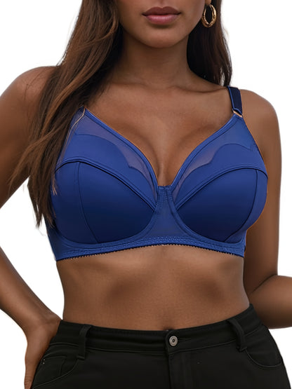 2pcs Set Plus-Size Women'S Underwire Bras, Comfortable And Breathable U-Shaped Back Design, with Adjustable Straps, Elegant Everyday Supportive Close-Fitting Underwear, Comfortable Lingerie, Non-Padded Bras