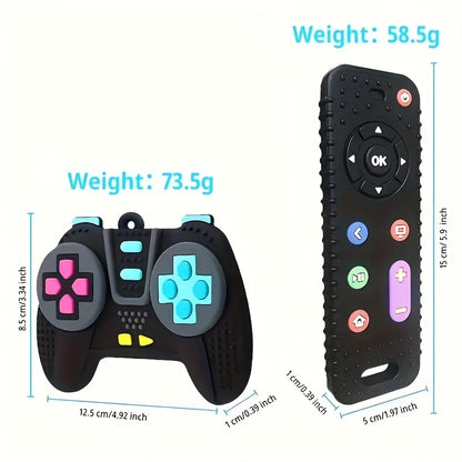 2pcs/Set Pack Baby Teething Toy, Soft TV Remote+Game Machine Chew Setintellectual Development Intellectual Development Educational Toy, Safesilicone Baby for Toddler Infant Babies Girls Boys Thanksgiving &Mother'S Day Gifts