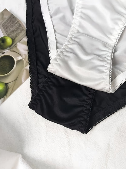 5pcs Women's Underwear Ice Seamless Low Waist Thin Belt Underwear V-shaped Solid Color Underwear