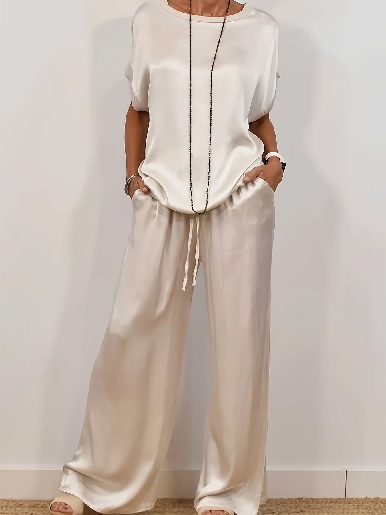 Spring/Summer New Trendy Loose Shirt, Wide Leg Pants, Casual Set