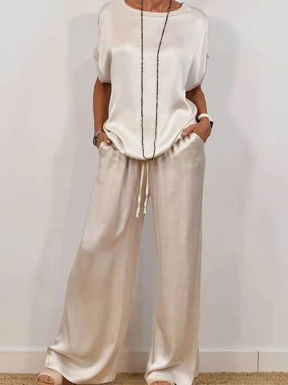 Spring/Summer New Trendy Loose Shirt, Wide Leg Pants, Casual Set