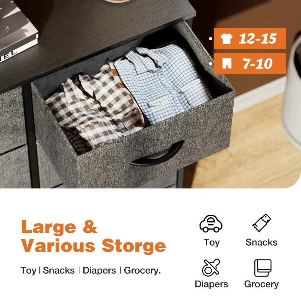 8-Drawer Fabric Storage Chest - Steel Frame and Oak-Look Finish