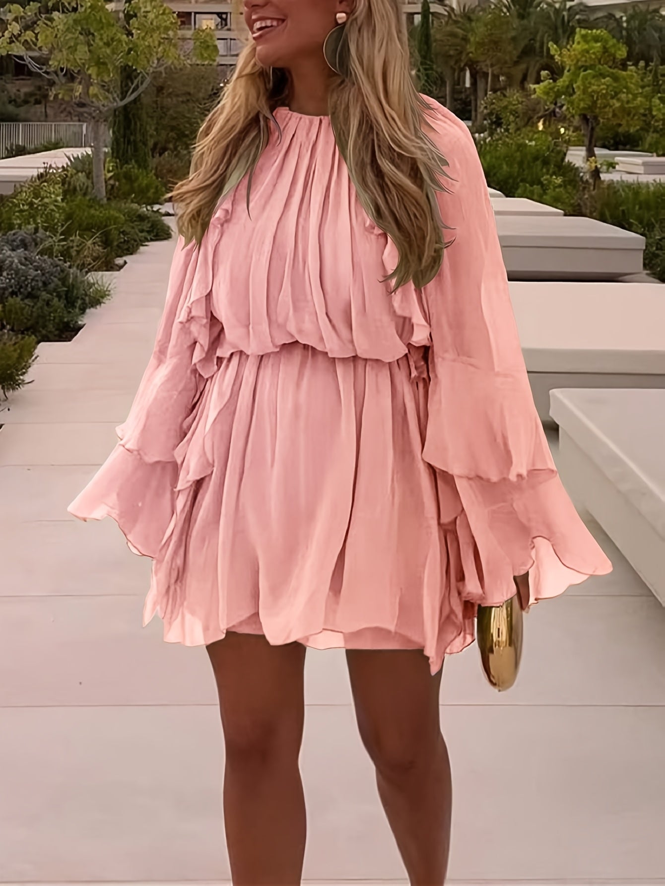 Chic Elegant Women'S Chiffon Layered Ruffle Loose Dress | Spring Summer Casual Vacation