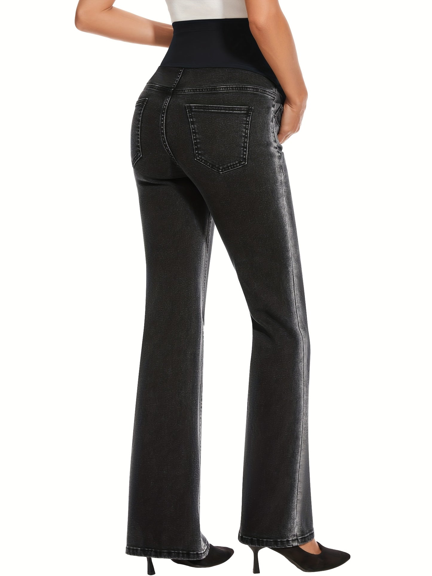 Bootcut Jeans for Pregnant Women with Pockets, Designed to Fit Over The Belly, Featuring Flared Bottoms