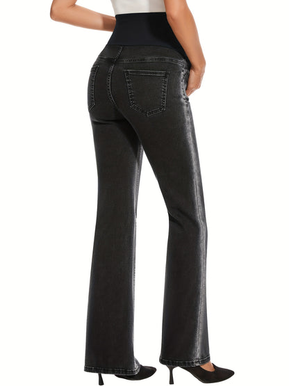 Bootcut Jeans for Pregnant Women with Pockets, Designed to Fit Over The Belly, Featuring Flared Bottoms