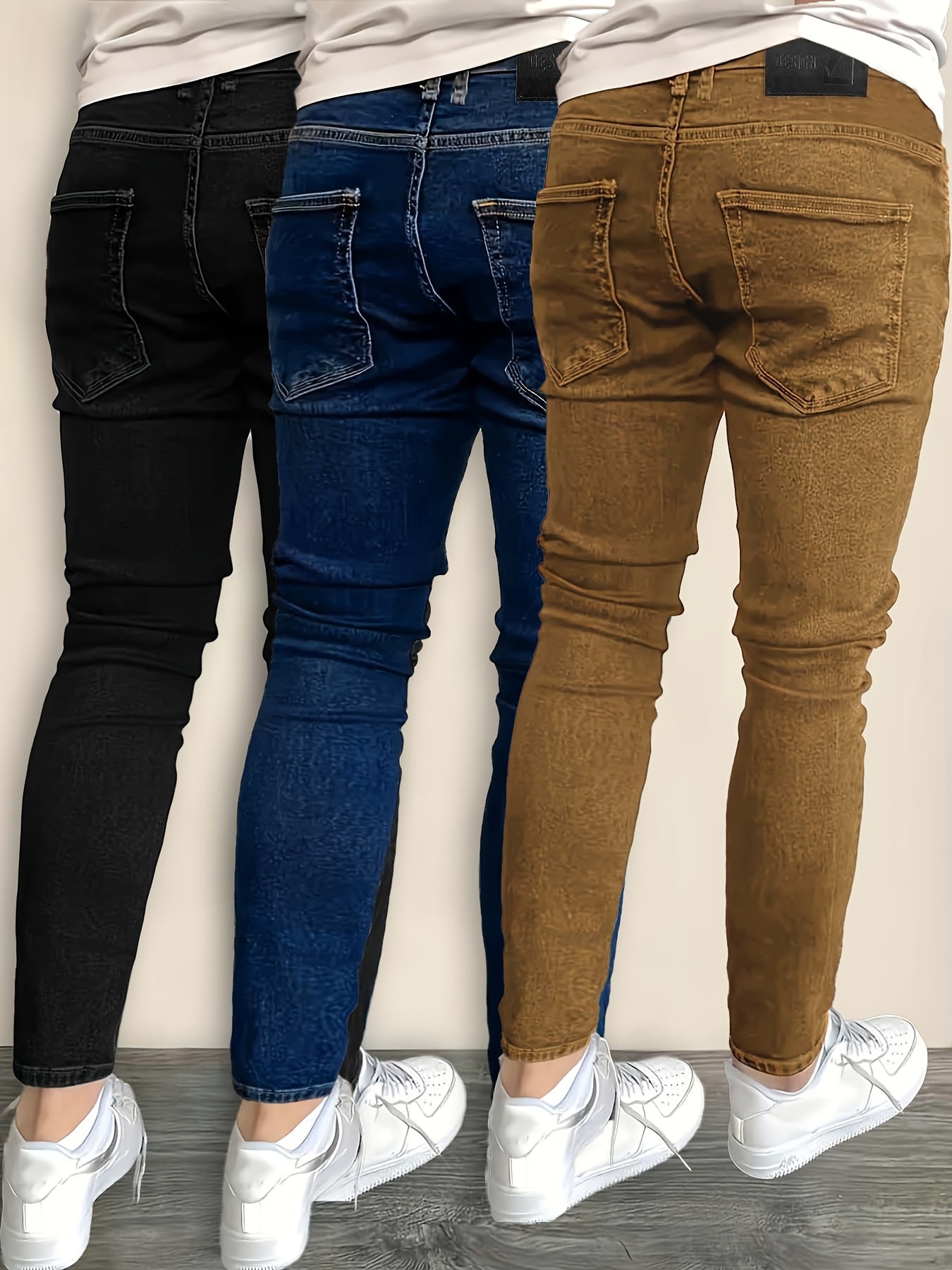 3pcs - Fashionable Men's Slim Jeans - Stretch Jeans for Men - Classic And Versatile for All Seasons