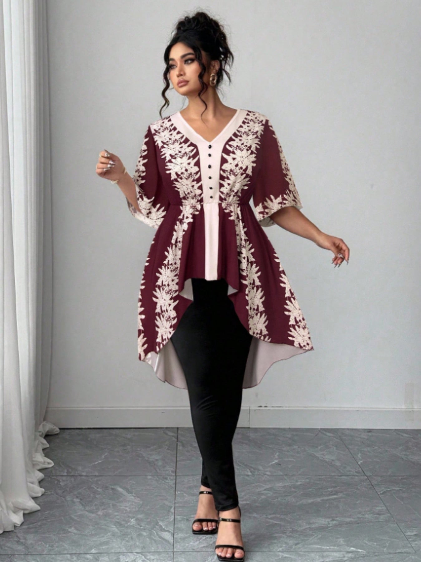 Women's White Polyester Printed V-Neck Dress - product view 6