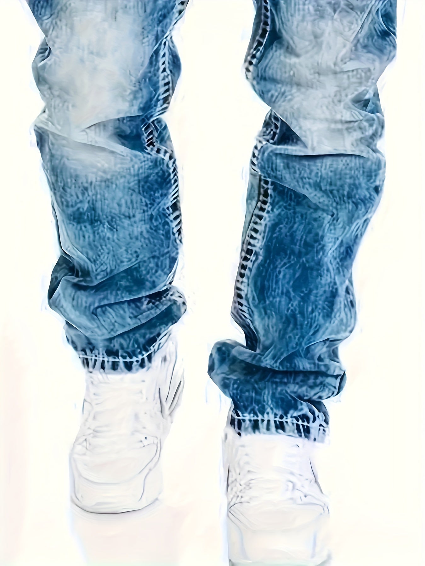 2026 American Snowflake Washed Men's Jeans, Fashionable and Versatile Straight Pants, Elastic Jeans Suitable for All Seasons, Game Day Fan Gear for Soccer and All Fans