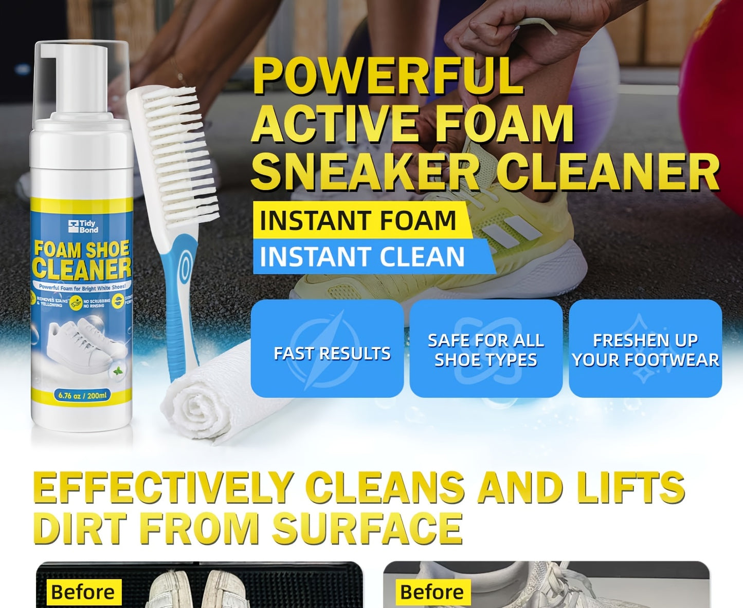 White Shoe Cleaner Kit, Deep Cleaning Sole And Sneaker Cleaner for Sneakers, Tennis Shoes, Leather, Canvas, Rubber And More