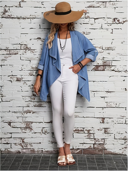 Elegant Denim Jacket That Can Roll Up Sleeves