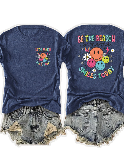 Women'S Casual Sports T-Shirt | Fun smiling Face Design, Lightweight & Breathable Fabric, Perfect For Beach And Park Outings - A Versatile And Trendy Addition To Your Wardrobe For Endless Joyful Adventures