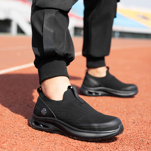 Men'S Lightweight Slip-On Steel Toe Work Shoes - Comfortable Sneakers, Puncture-Resistant Loafers, Work Shoes for Men, Available in Black/Grey/Blue, Sizes US 6-14