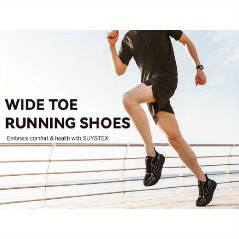 Men's Running Shoes - Cushioned Support & Wide Toe Comfort