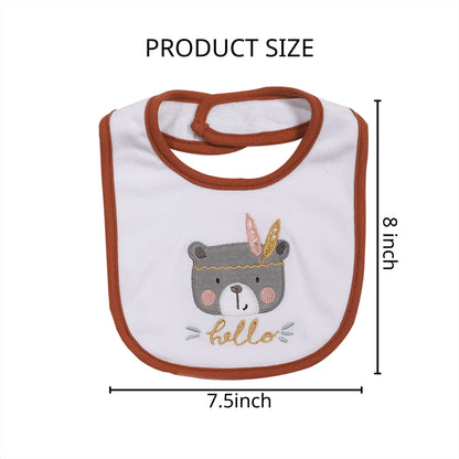 5-Pack Baby Bibs with Adjustable Snaps - Cute Cartoon Embroidery, Unisex Design for Boys & Girls - Perfect for Mealtime Messes