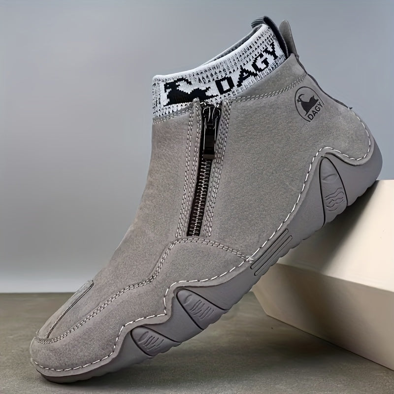 Men'S Zipper Boots - Casual Walking Shoes - High-Top Sneakers