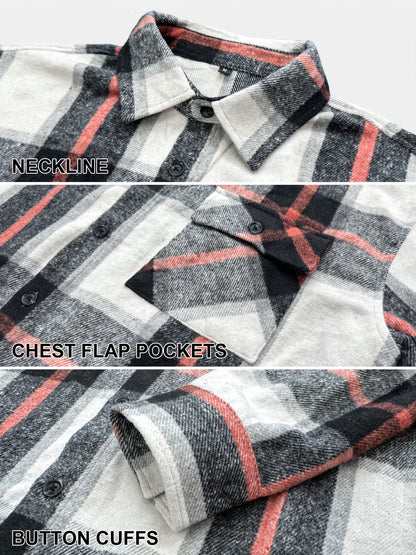 This Unisex, Retro-style Casual Shirt Features A Classic Plaid Design And A Minimalist Aesthetic. The Collared Design Makes It Suitable For Year-round Wear, And The Loose, Comfortable Fit Caters To Various Styling Needs. A Small Gift Is Included.