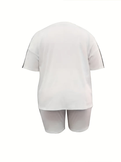 2026 Loose And Versatile Plus Size Clothing Two-piece Set, Soft And Comfortable, Women's Plus Letter Printing, Natural Modeling, Can Be Matched with A Variety Of Sets, Show Your Unique Casual Fashion, Game Day Outfit, Football Fan Gear for All Fans