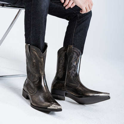 Men's Boots Vintage Casual Embroidered Pointed Toe Cowboy Boots