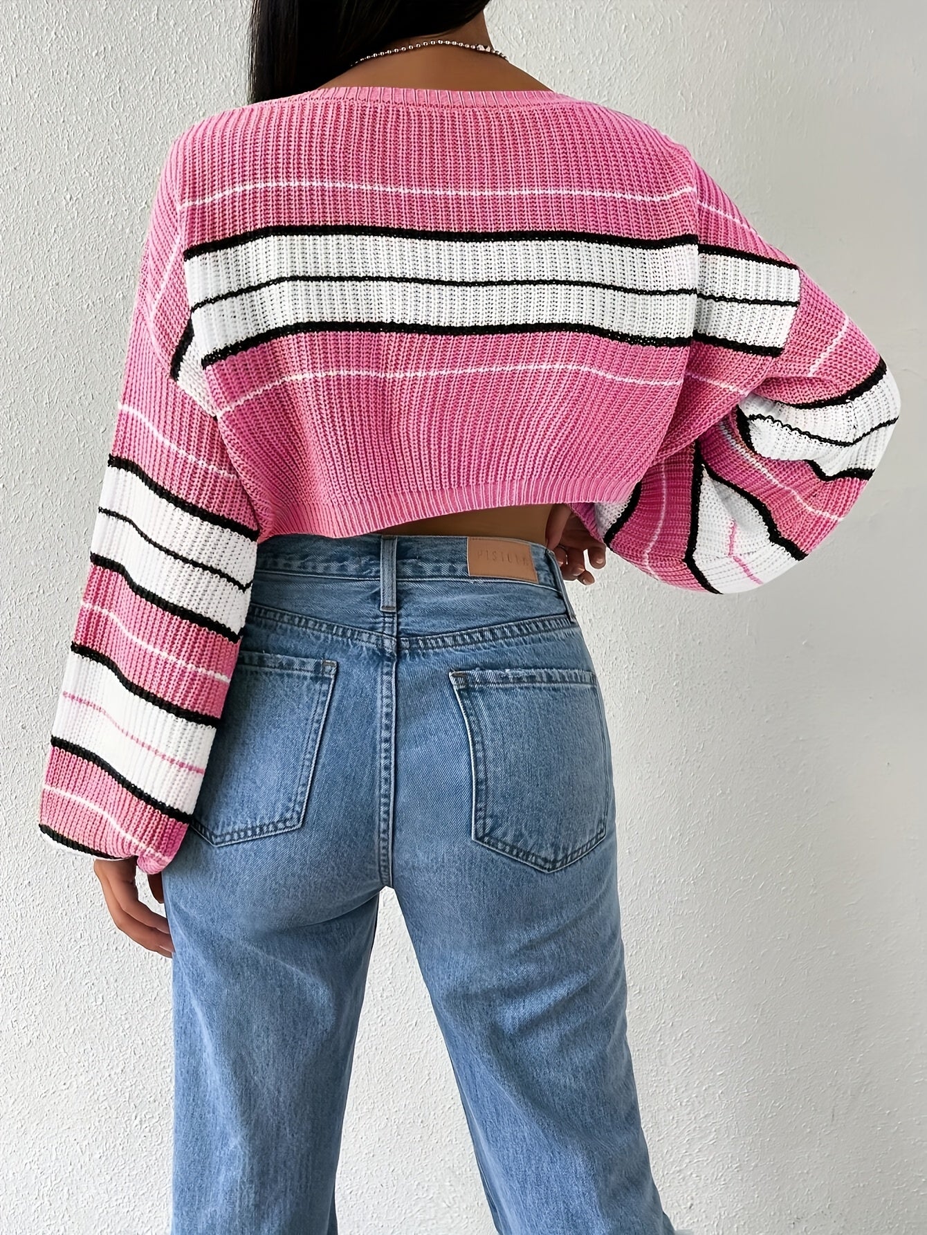 Women'S Long-Sleeved Striped Sweater, Perfect for Spring And Fall, Featuring a Sweet And Spicy Design, Ideal for a Casual Look